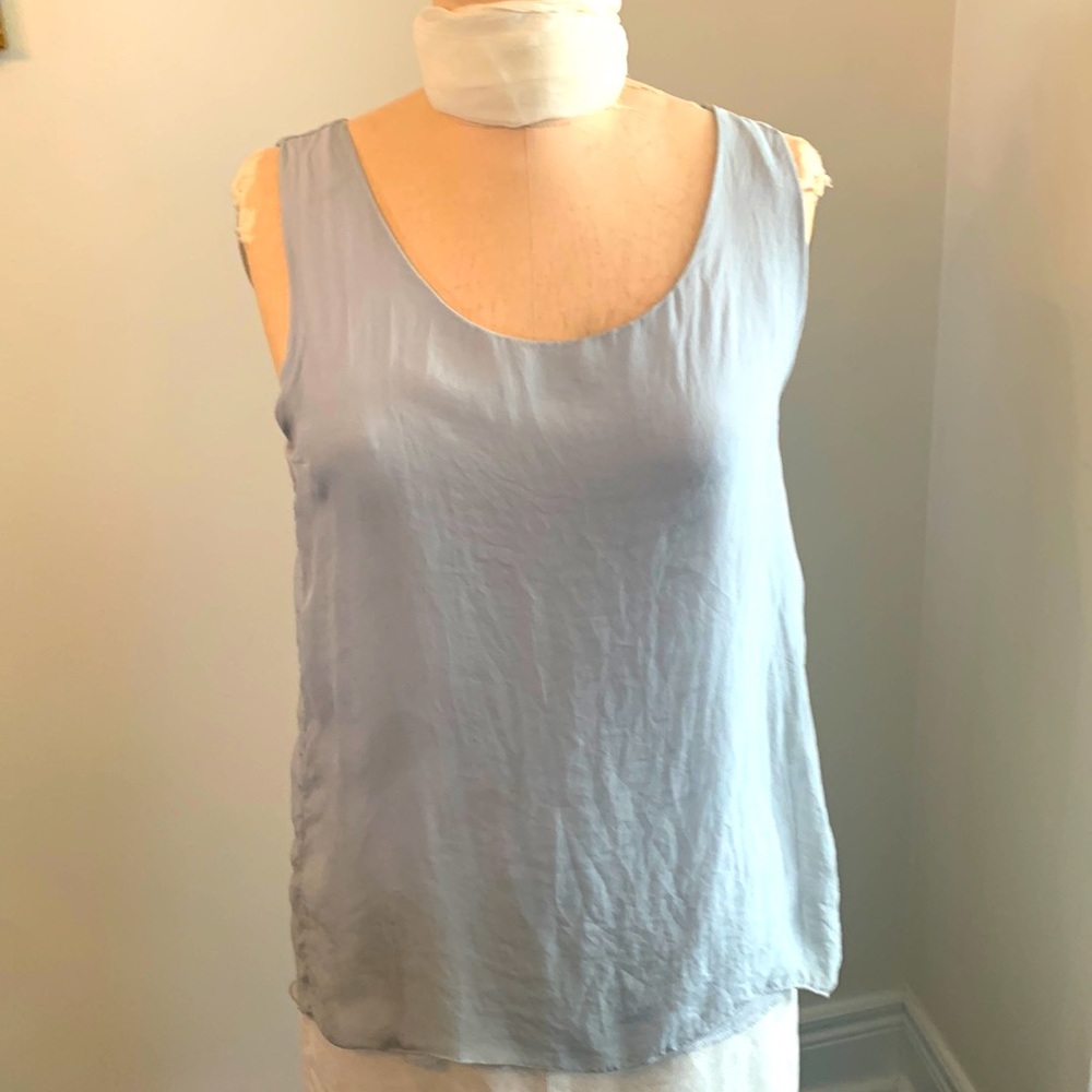 COPY - Giusy silk sleeveless tunic with lace trim cotton jersey lined